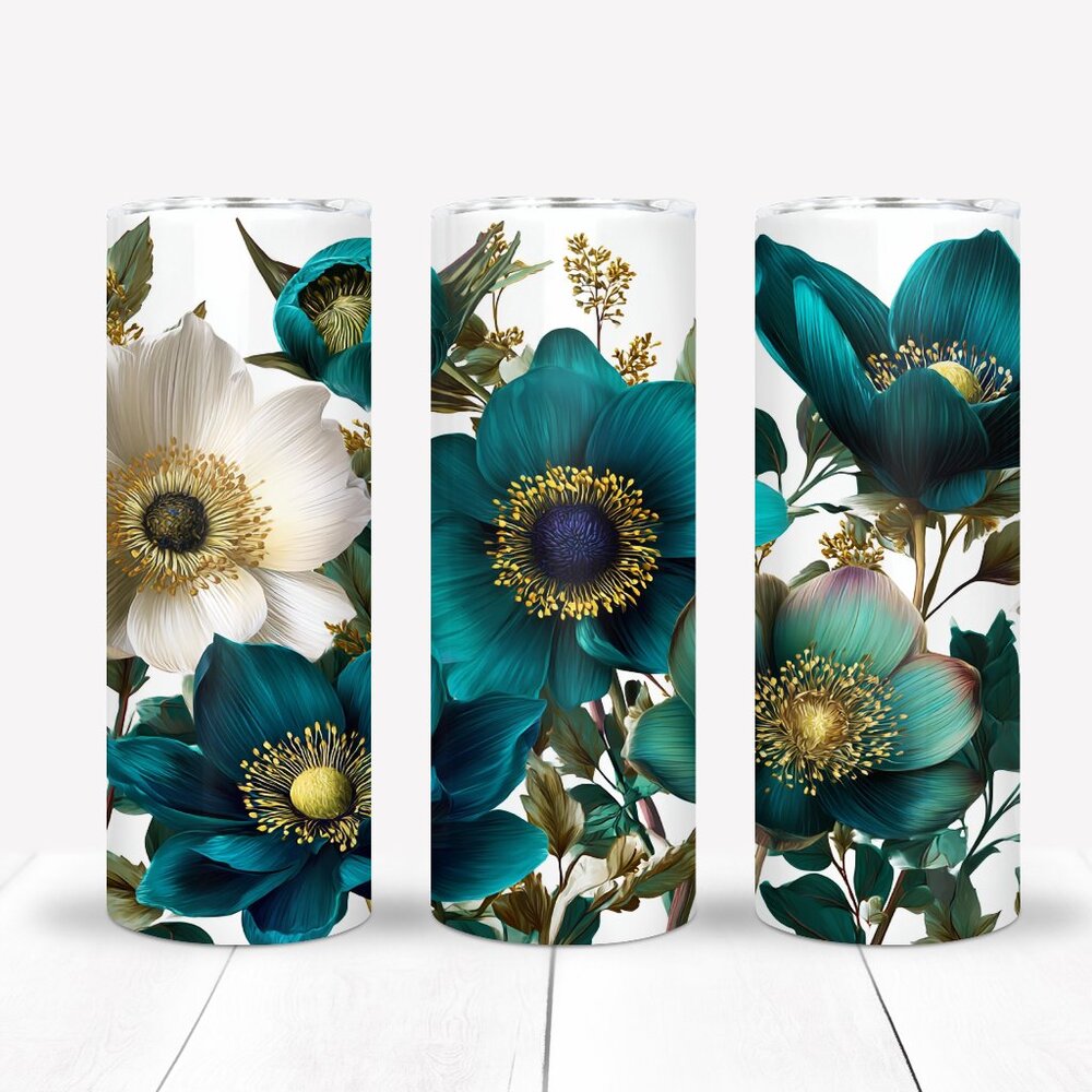 Elegant 20oz Tumbler, Floral Travel  Mug, Gift For Her